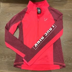 Victoria’s Secret PINK Half Zip Neon Pink Long Sleeve Workout Top